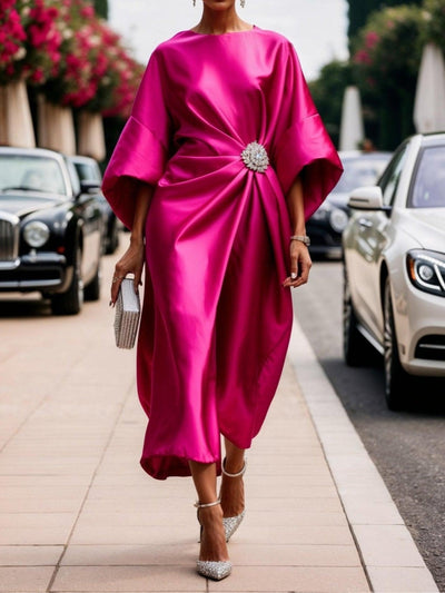 Elena™ | Luxe Shimmer Satin Long Dress