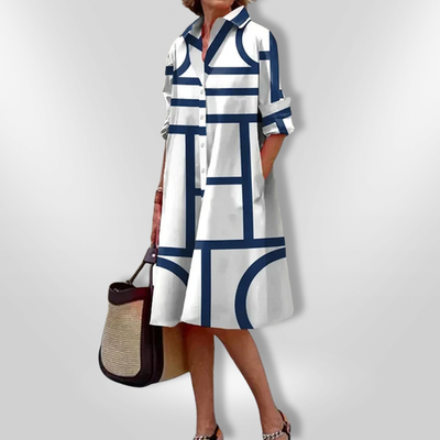 Isabelle™ | Geometric Pattern Midi Dress