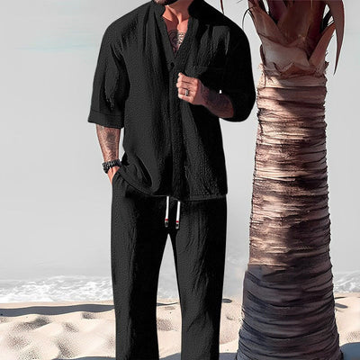 William™ | Fashion Loose V Neck Half Sleeve Tops and Trouser Suits