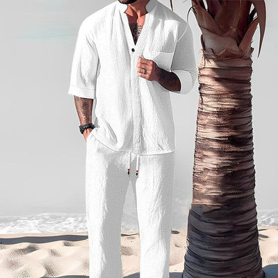 William™ | Fashion Loose V Neck Half Sleeve Tops and Trouser Suits