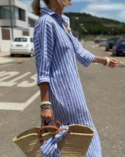 Maya™ | Classic Striped Shirt Dress