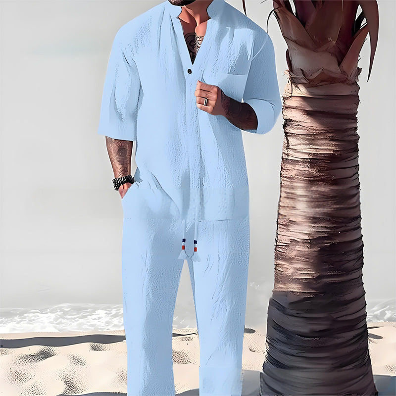 William™ | Fashion Loose V Neck Half Sleeve Tops and Trouser Suits