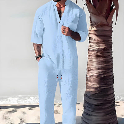 William™ | Fashion Loose V Neck Half Sleeve Tops and Trouser Suits