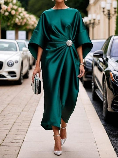 Elena™ | Luxe Shimmer Satin Long Dress