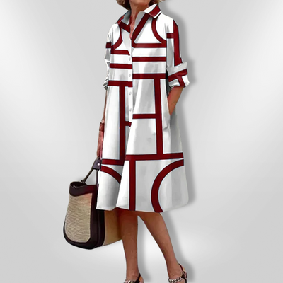 Isabelle™ | Geometric Pattern Midi Dress
