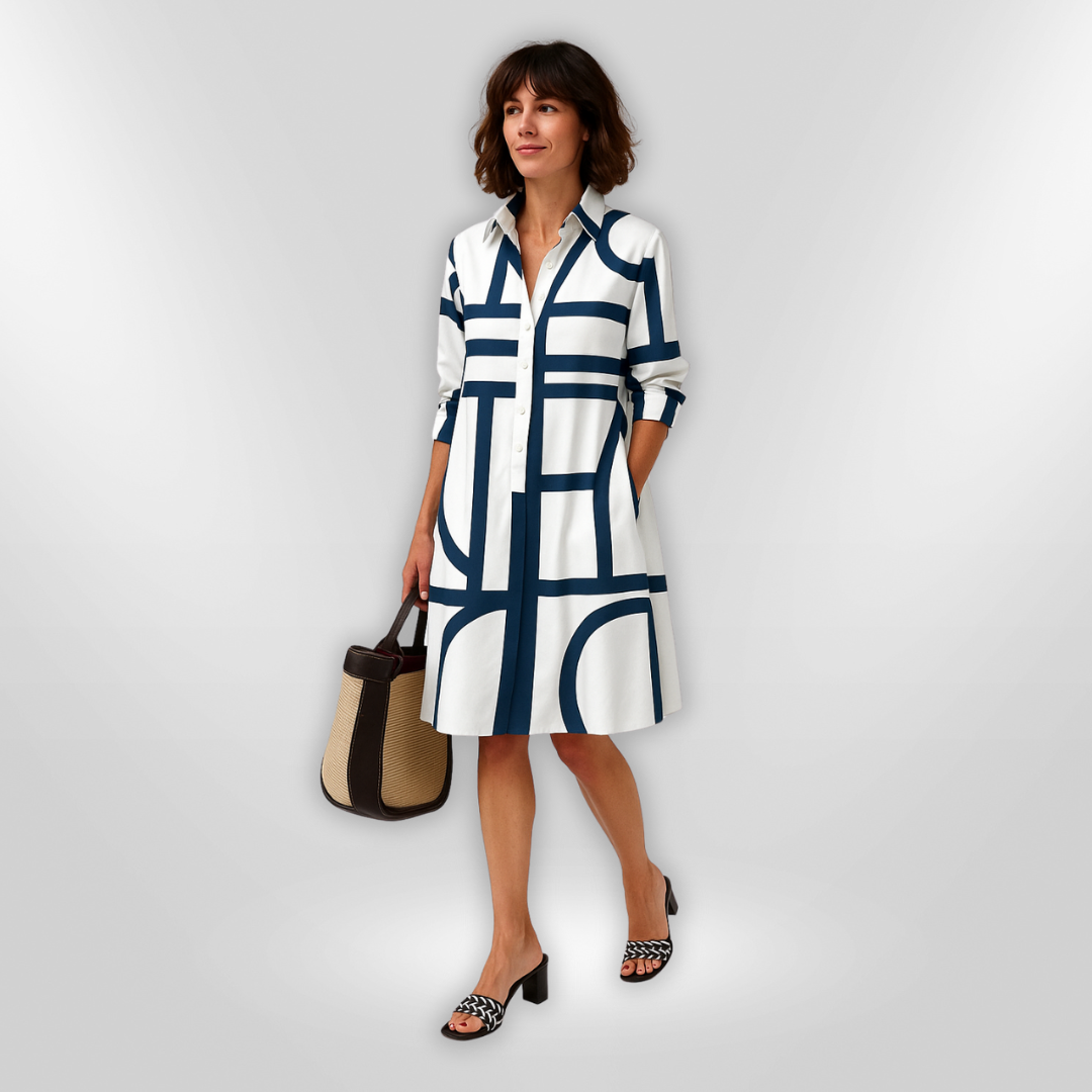 Isabelle™ | Geometric Pattern Midi Dress