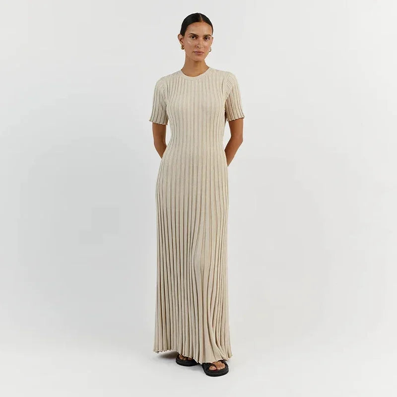 Mia™ | Ribbed Short Sleeve Maxi Dress