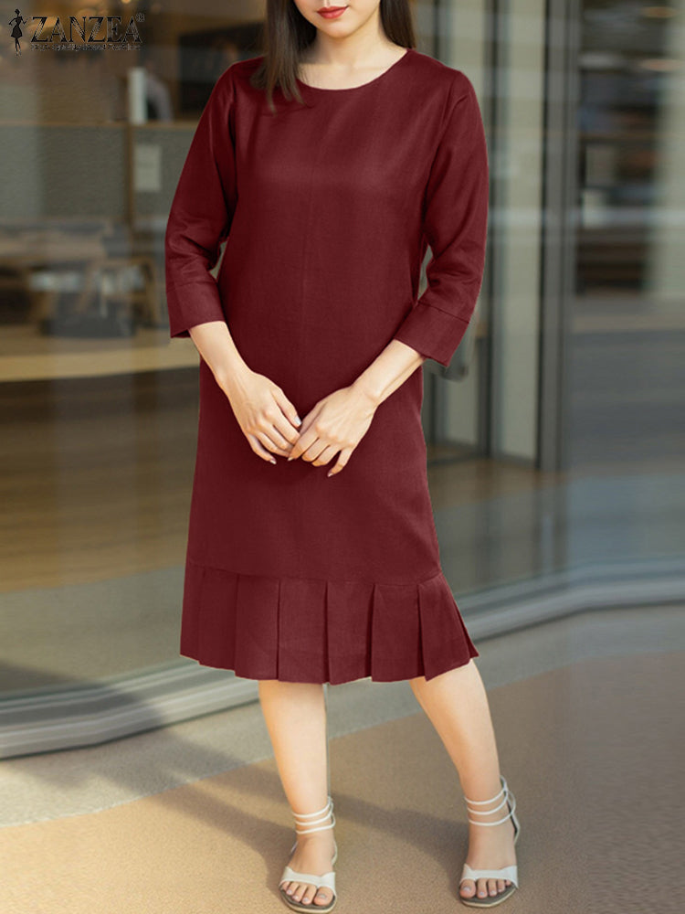 Clara™ | Lightweight Knee-Length Round Neck Dress