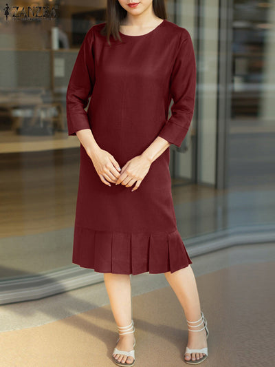 Clara™ | Lightweight Knee-Length Round Neck Dress
