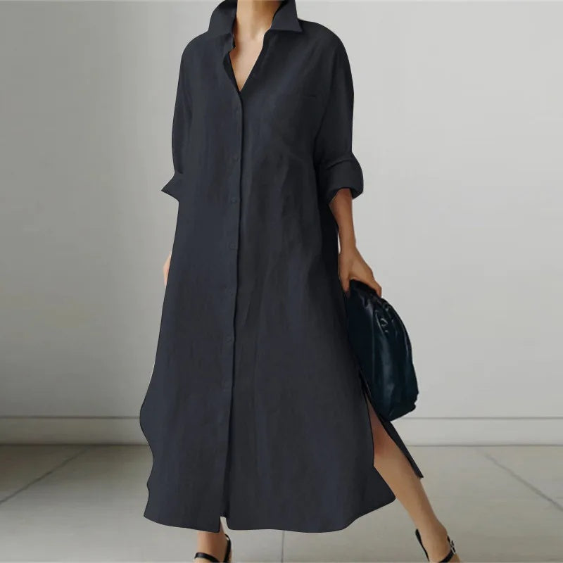 Claire™ | Button-Down Shirt Dress with Pockets