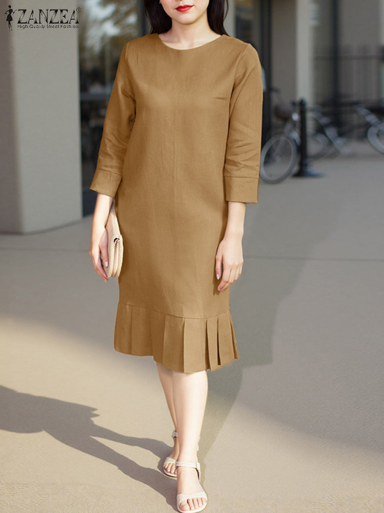 Clara™ | Lightweight Knee-Length Round Neck Dress