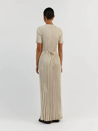 Mia™ | Ribbed Short Sleeve Maxi Dress