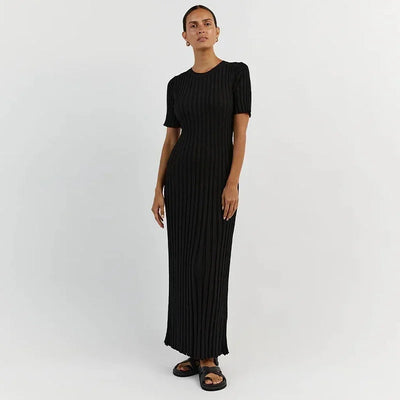 Mia™ | Ribbed Short Sleeve Maxi Dress
