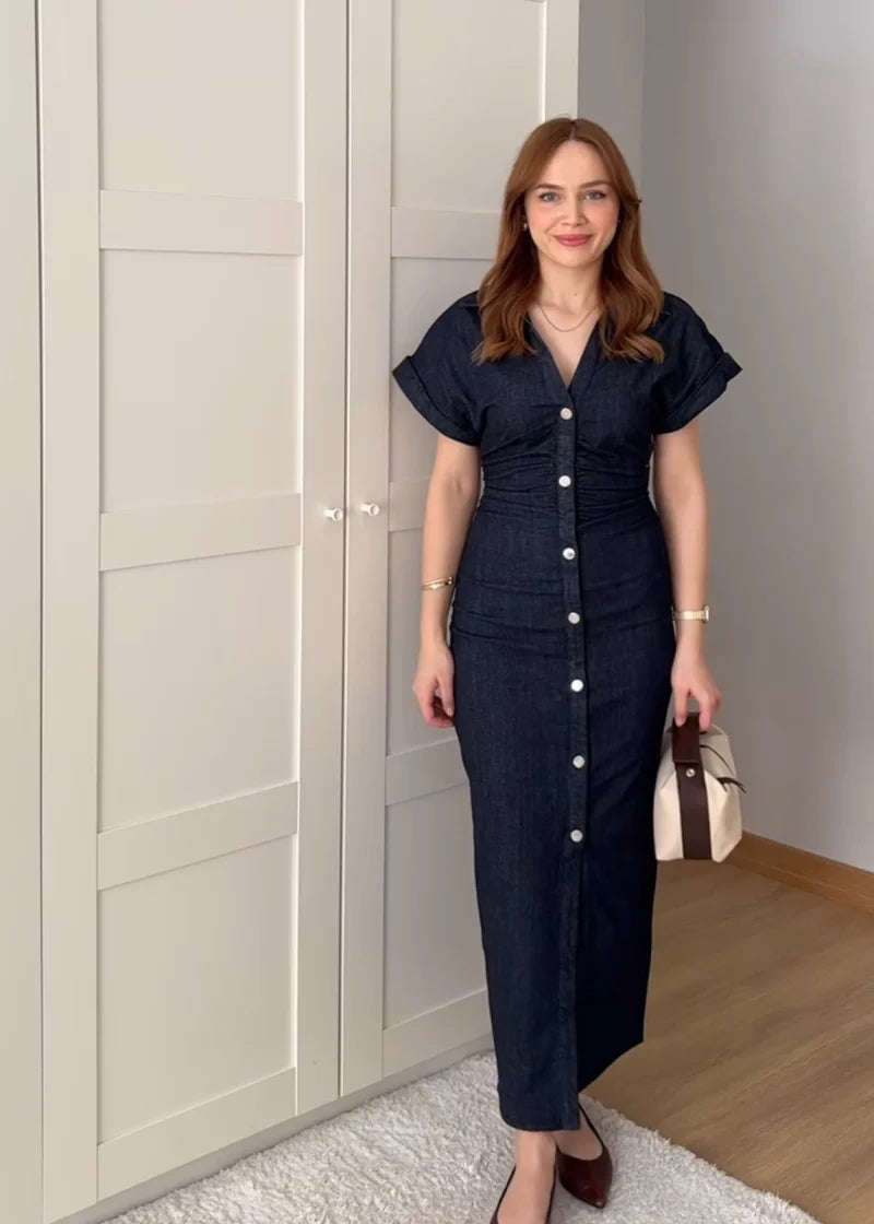 Chloe™ | Buttoned Midi Shirt Dress