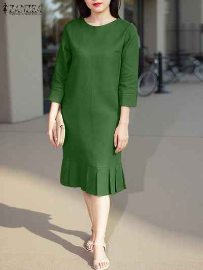 Clara™ | Lightweight Knee-Length Round Neck Dress