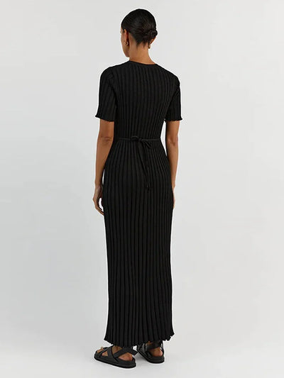 Mia™ | Ribbed Short Sleeve Maxi Dress