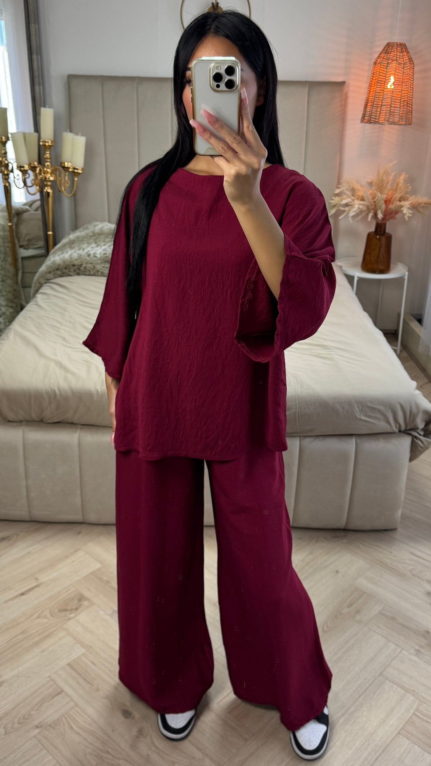 Eleanor™ | 2-Piece Viscose Set with Wide Pants & Flowing Sleeve Top