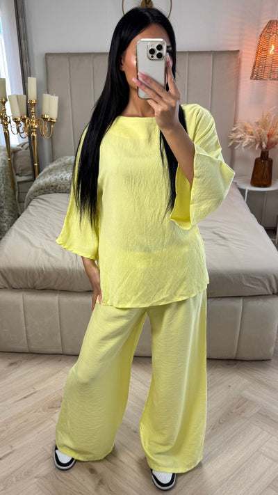 Eleanor™ | 2-Piece Viscose Set with Wide Pants & Flowing Sleeve Top