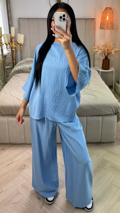 Eleanor™ | 2-Piece Viscose Set with Wide Pants & Flowing Sleeve Top