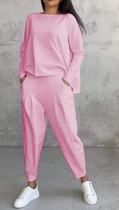 Imogen™ | Casual round Neck Long Sleeve with Pants Set