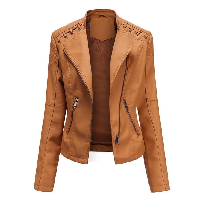 Clarice™ | Faux Leather Jacket with Zipper