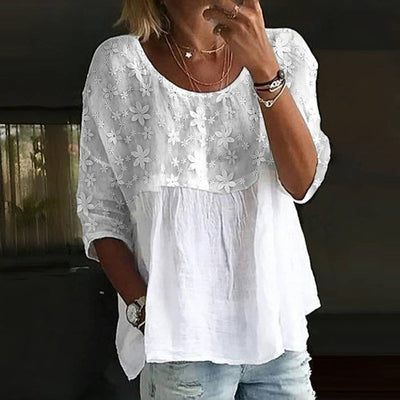 Hannah | Floral Embroidered Patchwork Blouse