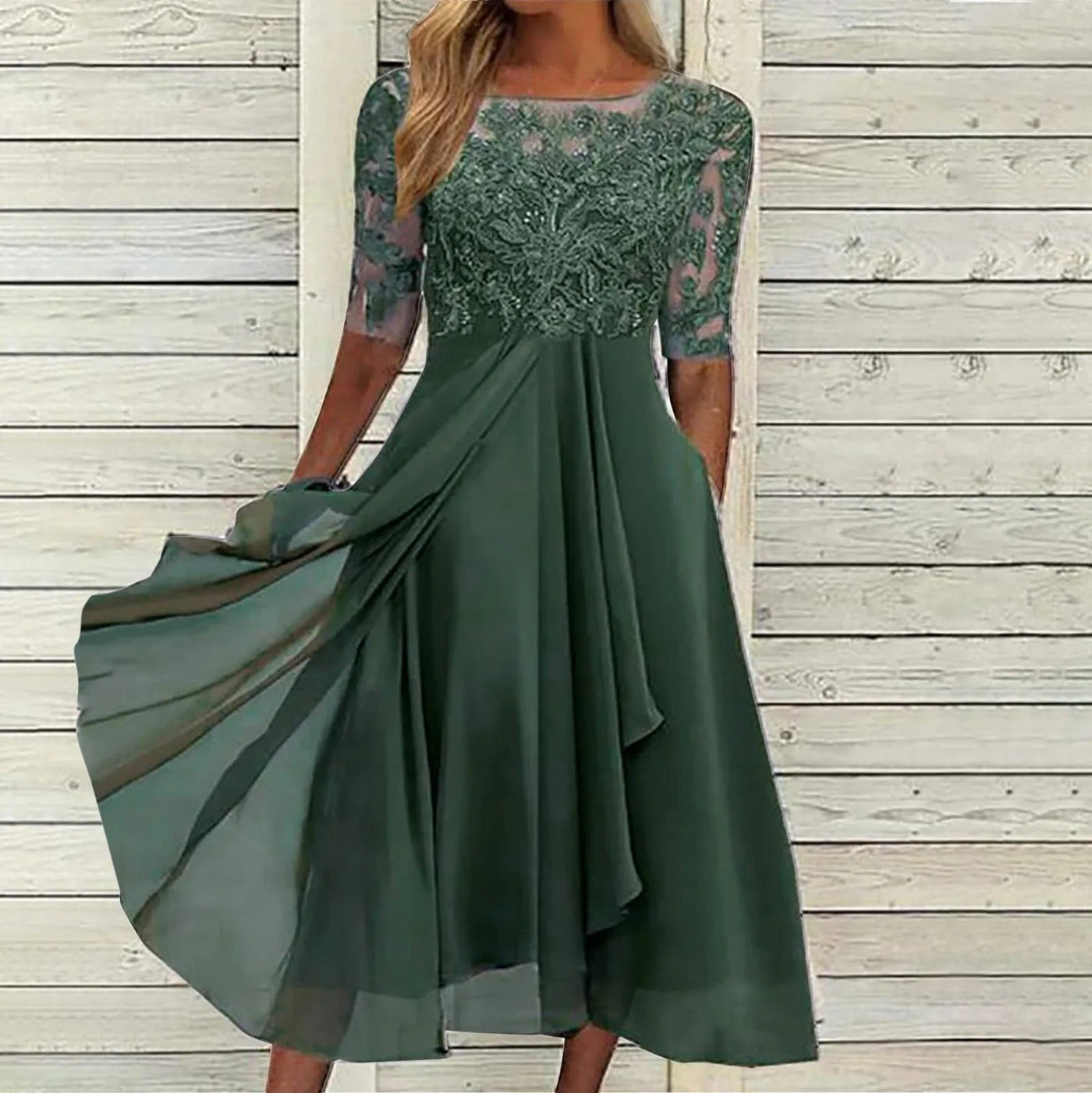 Scarlett™ | Lace Embroidered Elegant Dress