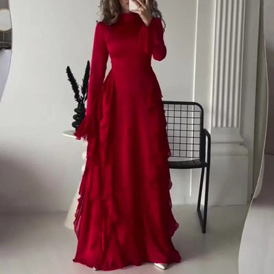 Scarlett™ | Elegant Patchwork Maxi Dress with Bell Sleeves