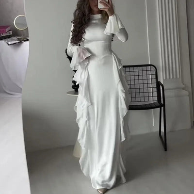 Scarlett™ | Elegant Patchwork Maxi Dress with Bell Sleeves