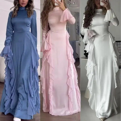 Scarlett™ | Elegant Patchwork Maxi Dress with Bell Sleeves