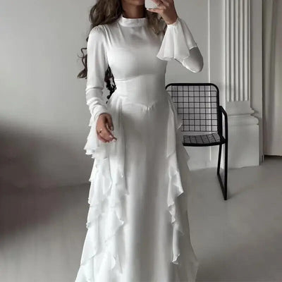 Scarlett™ | Elegant Patchwork Maxi Dress with Bell Sleeves