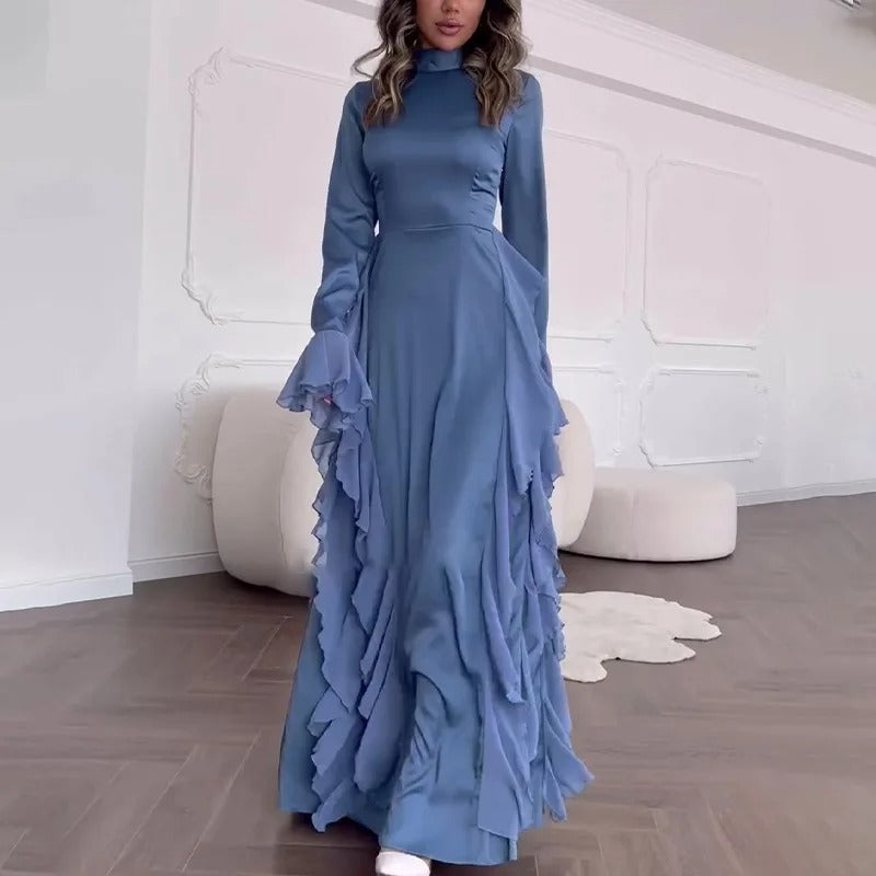 Scarlett™ | Elegant Patchwork Maxi Dress with Bell Sleeves