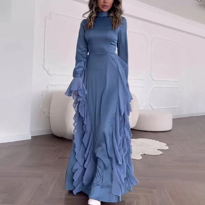 Scarlett™ | Elegant Patchwork Maxi Dress with Bell Sleeves