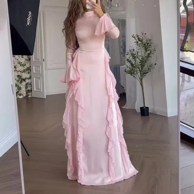 Scarlett™ | Elegant Patchwork Maxi Dress with Bell Sleeves