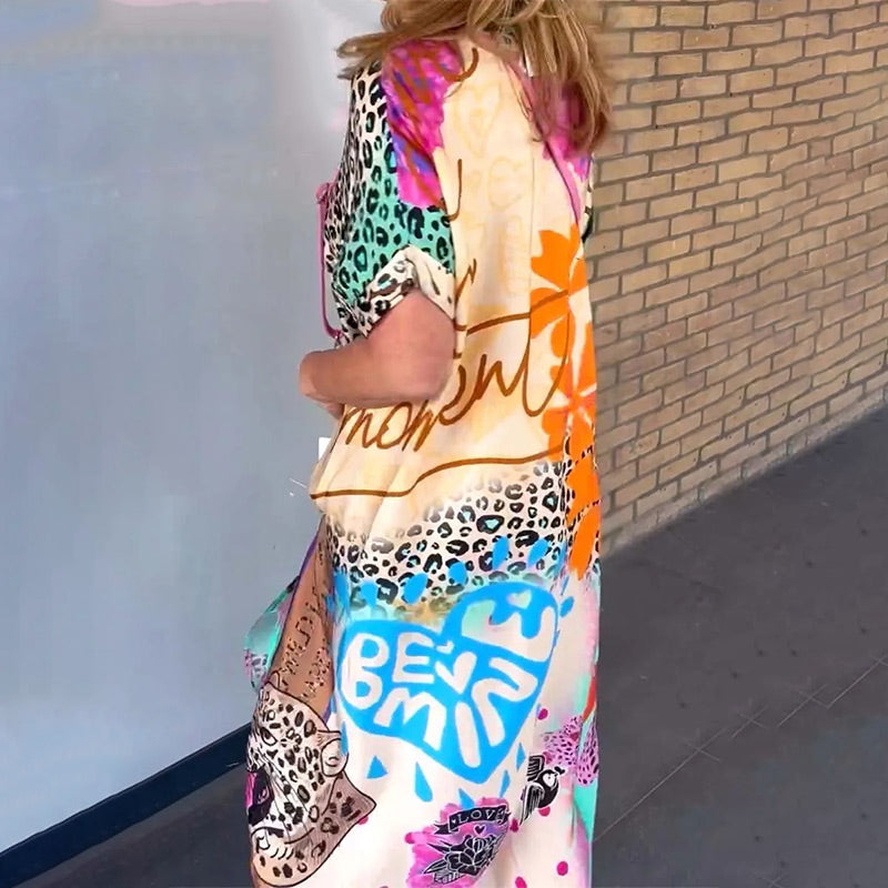 Aurora™ | V-neck breathable printed loose dress