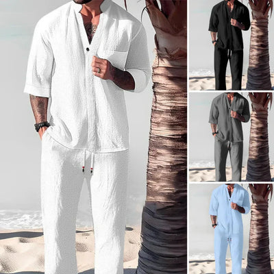 William™ | Fashion Loose V Neck Half Sleeve Tops and Trouser Suits